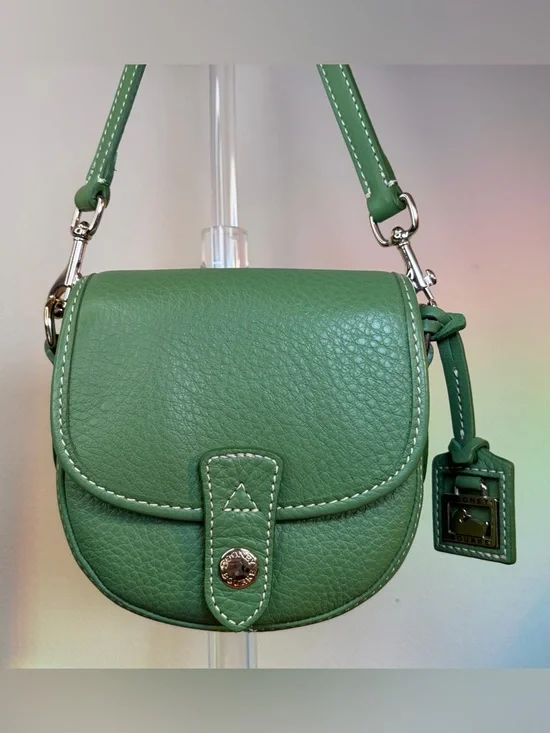 Dooney & Bourke Sullen II Mini Flap Green Pebble Leather Crossbody Purse - Picture 14 of 15